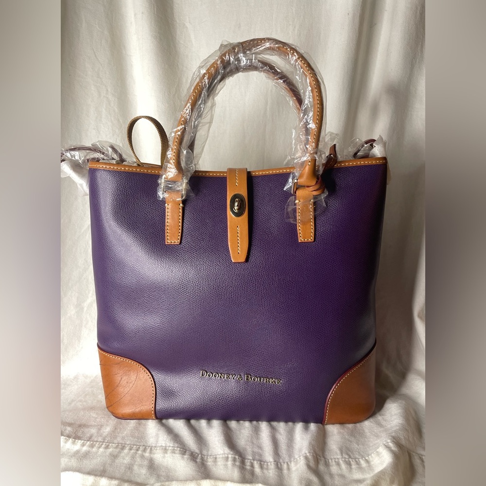 Plum Dooney & Bourke Embossed Pebble Leather Shelby Shopper Tote